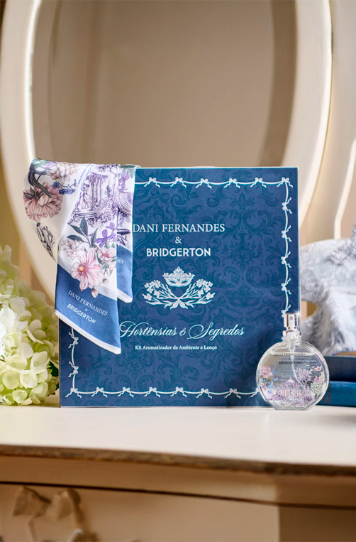 Kit Lenço Perfumado e Home Spray Hortênsias & Segredos Bridgerton 25ml