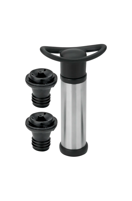 Kit Bomba de Vácuo para Vinho em Inox com 2 Tampas