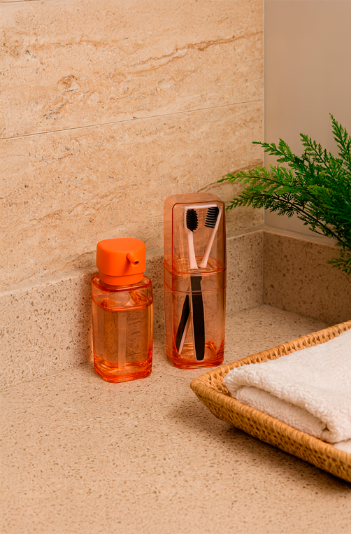 Porta Escova em Acrilico com Tampa