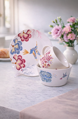 Conjunto Breakfast Set Bordado de Vó