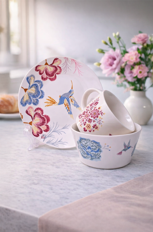 Conjunto Breakfast Set Bordado de Vó