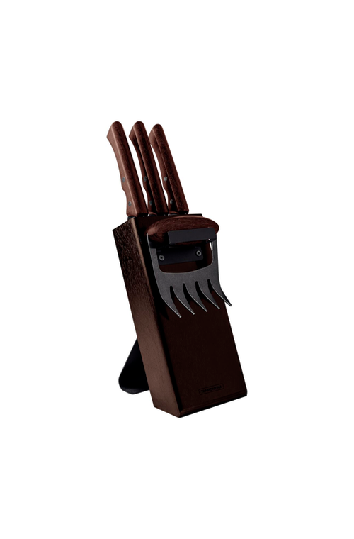 Kit para Churrasco Black com lâminas de Aço Inox e Cabo de Madeira 5 Peças