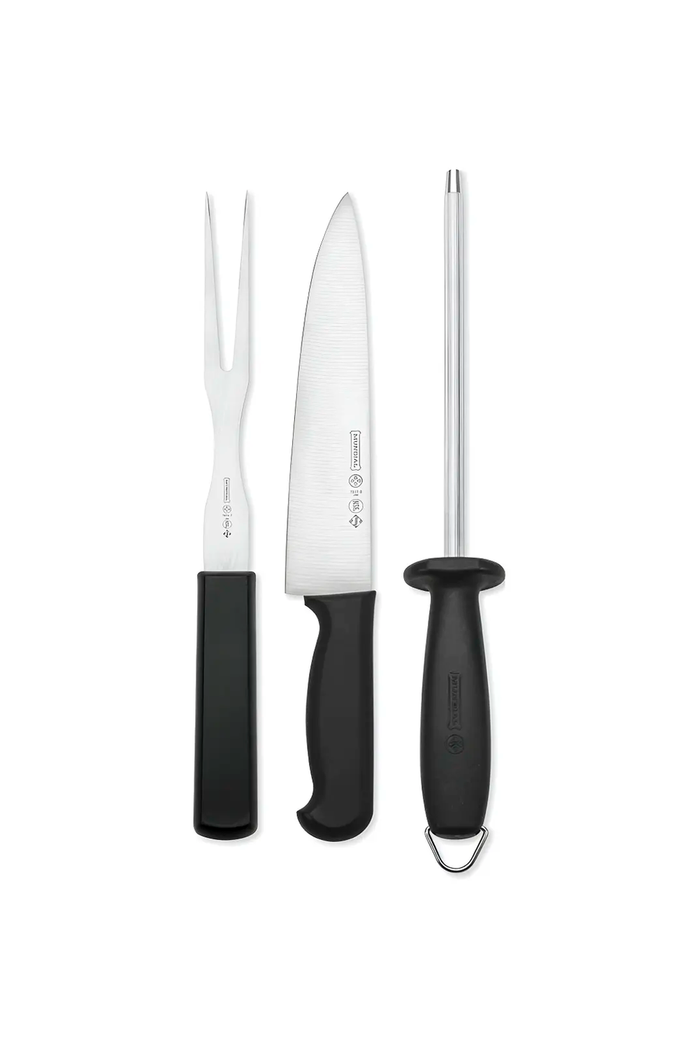Conjunto para Churrasco Faca Garfo Chaira em Aço Inox