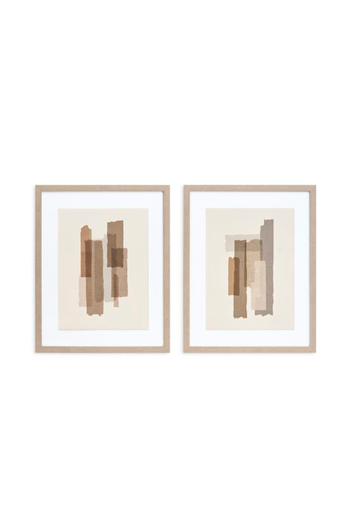 Kit 2 Quadros Abstratos em Tons Neutros com Moldura