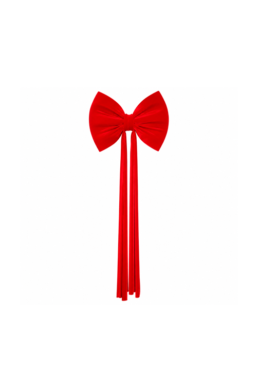 Laço Clássico Decorativo Vermelho em Poliéster 80cm