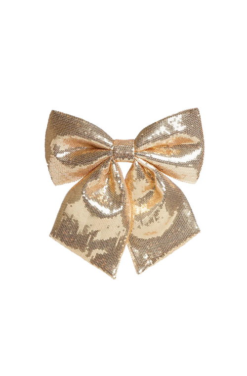 Laço Decorativo com Lantejoula Dourado 28cm