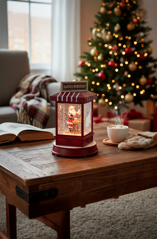 Lamparina Decorativa com Papai Noel de Led e Musica