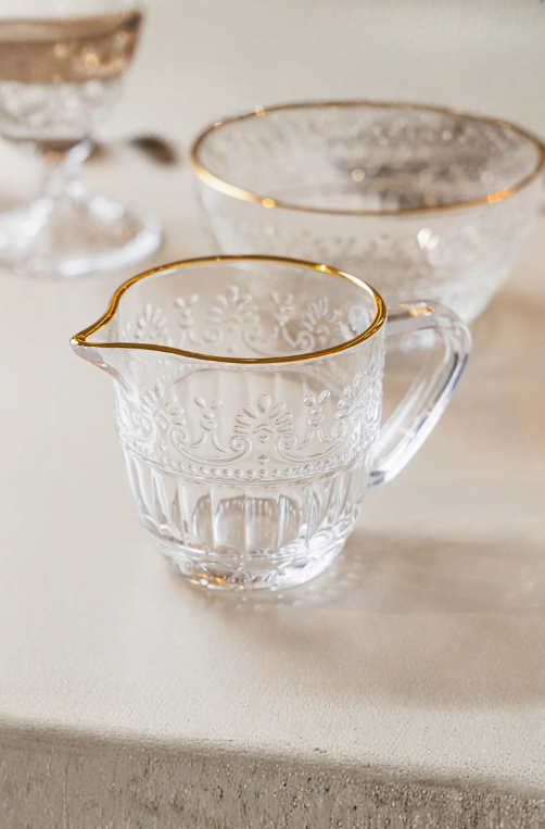 Leiteira Mauve com Fio de Ouro 230ml Cristal