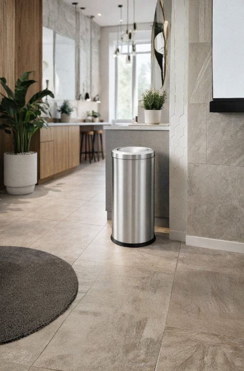 Lixeira Decorline com Tampa Basculante de Aço Inox 28,17 Litros 25cm