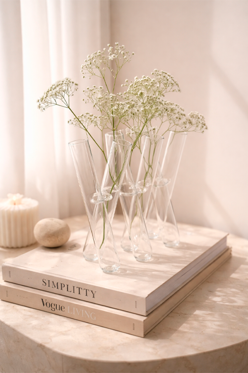 Vaso de Vidro Aesthetic com 6 Tubos