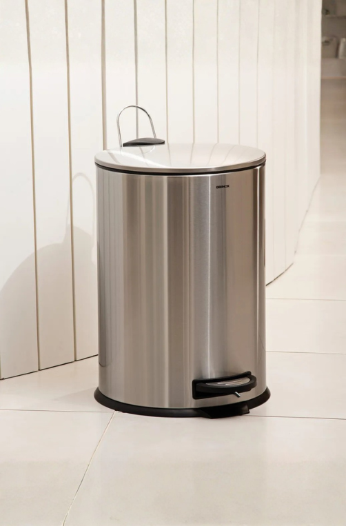 Lixeira com Pedal e Balde  Spin de Aço Inox 12 Litros