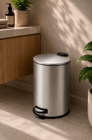 Lixeira com Pedal e Balde Spin Aço Inox Escovado 20 Litros