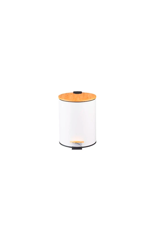 Lixeira com Pedal e Tampa em Bambu Soft Branco 5L
