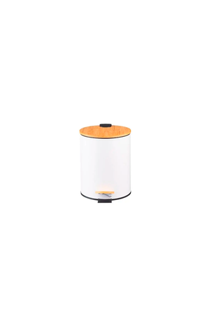 Lixeira com Pedal e Tampa em Bambu Soft Branco 5L
