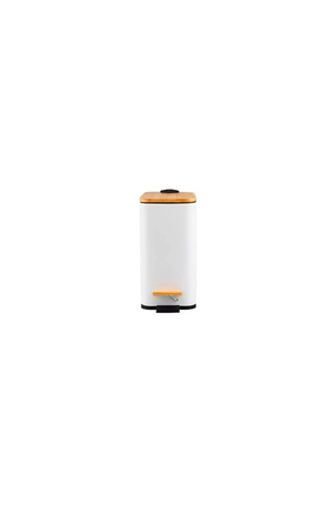 Lixeira Retangular com Pedal e Tampa em Bambu Soft Branco 5L