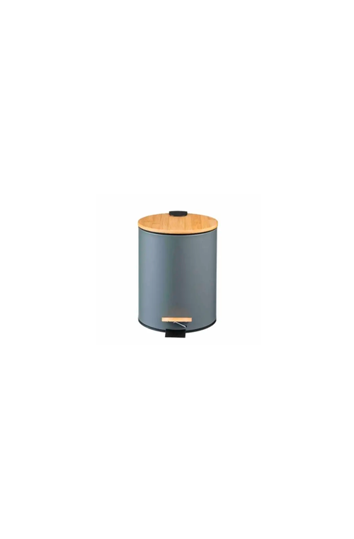 Lixeira com Pedal e Tampa em Bambu Soft Cinza 5L