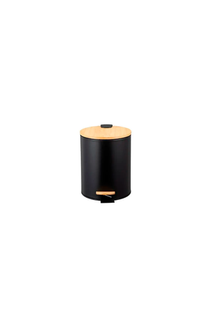 Lixeira com Pedal e Tampa em Bambu Soft Preto 5L