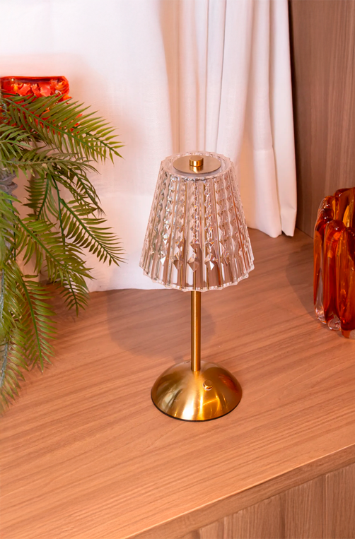 Luminária de Mesa Led 3 Tons Usb Dourada Porcelana