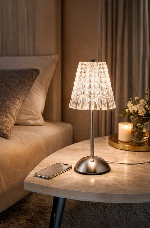 Luminária de Mesa Led 3 Tons Usb Leumina Prateada Plástico