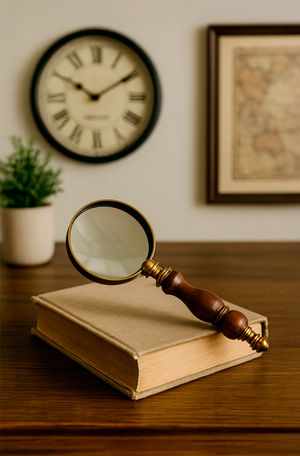 Lupa Decorativo em Madeira