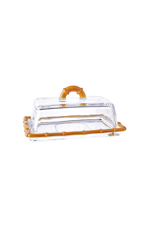 Manteigueira Bamboo Âmbar em Vidro 16cm