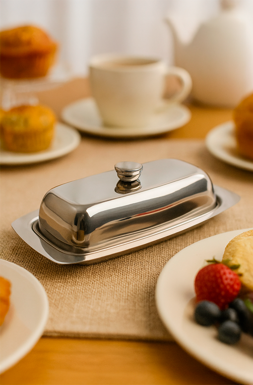 Manteigueira Retangular em Aço Inox