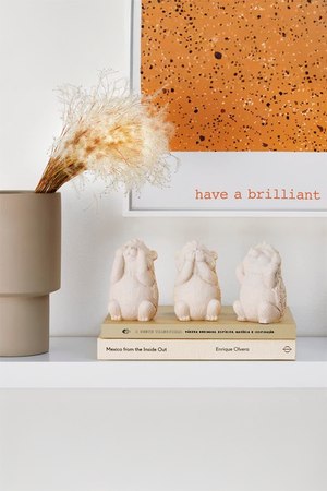 Conjunto 3 Esculturas de Porco Espinho em Cimento