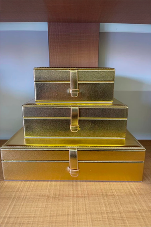 Caixa em Mdf com Revestimento em Pu Dourado