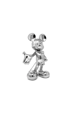 Escultura Decorativa de Mickey Prata em Cerâmica