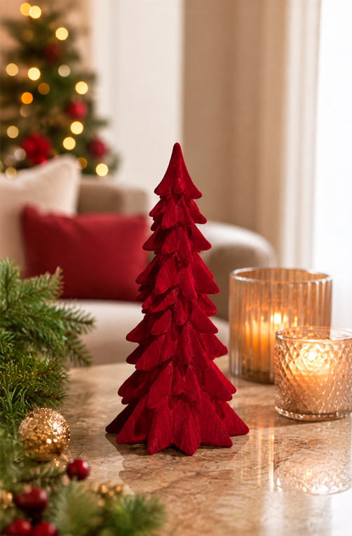 Mini Árvore Natalina Decorativa Flocado em Resina 20cm