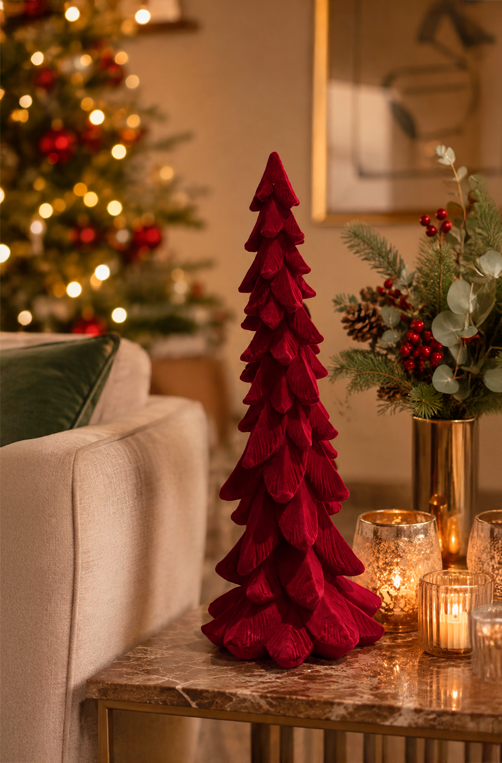 Mini Árvore Natalina Decorativa Flocado em Resina 24cm