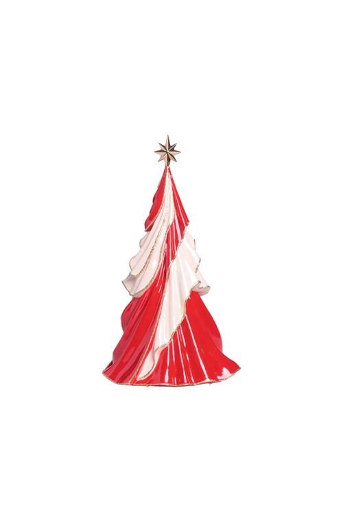 Mini Árvore de Natal Vermelho e Branco em Resina 36cm