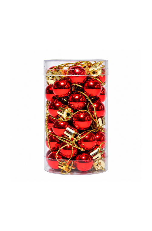 Conjunto de Bolinhas Natalina Lisa Vermelha 36 Peças