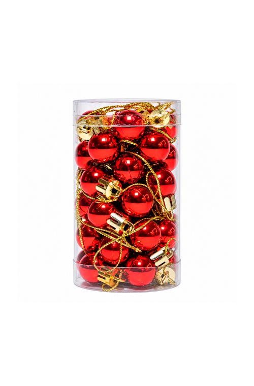 Conjunto de Bolinhas Natalina Lisa Vermelha 36 Peças