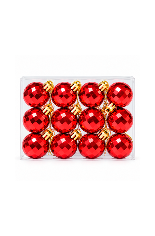 Conjunto de Bolinhas Natalina Metalizada Losangulos Vermelho 12 Peças