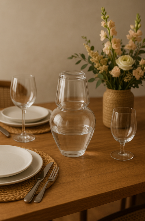 Moringa com Copo em Vidro Linha Rosa 1,5L