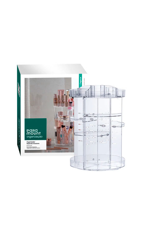 Organizador de cosméticos giratório em acrílico