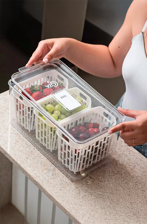 Organizador de Geladeira com 3 Cestos 6 Litros