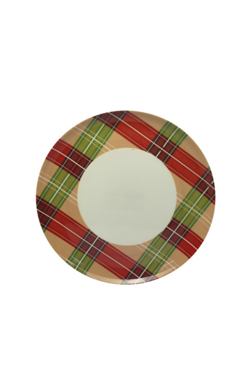 Prato Raso Natalino Xadrez de Melamina