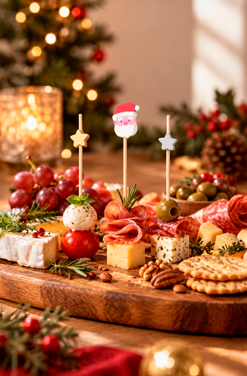 Palitos Decorativo de Aperitivos Natalino Sortido 50 Peças