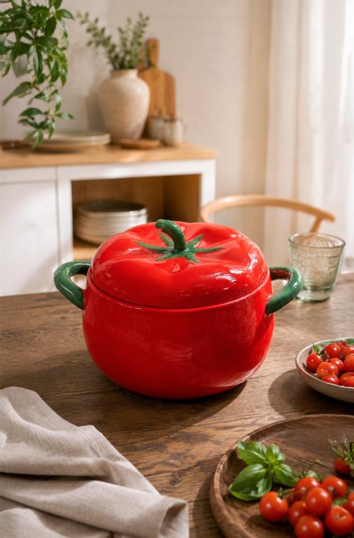 Panela de Tomate com Tampa em Cerâmica 18cm