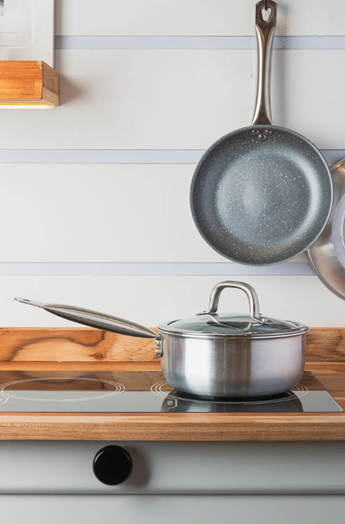 Panela de Indução com Tampa Prime Cook 18cm Cinza com Revestimento Antiaderente