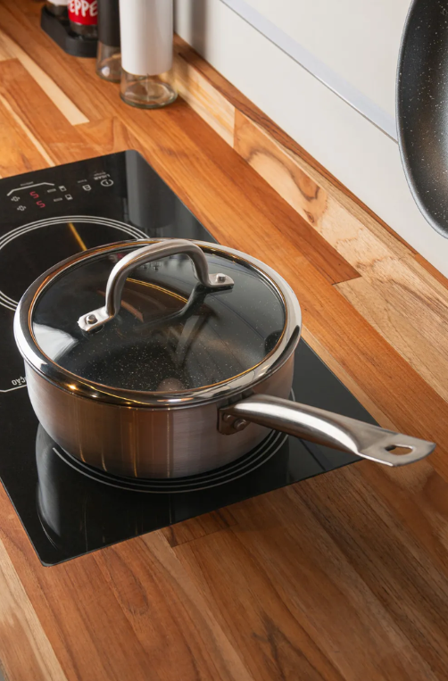 Panela de Indução com Tampa Prime Cook 20cm Cinza com Revestimento Antiaderente