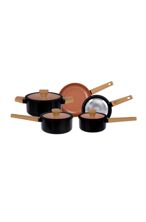 Jogo de Panelas Gourmet Preto com Revestimento Cerâmico 5 Peças