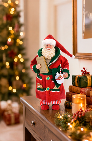 Papai Noel Decorativo Colecionável de Roupão 28cm