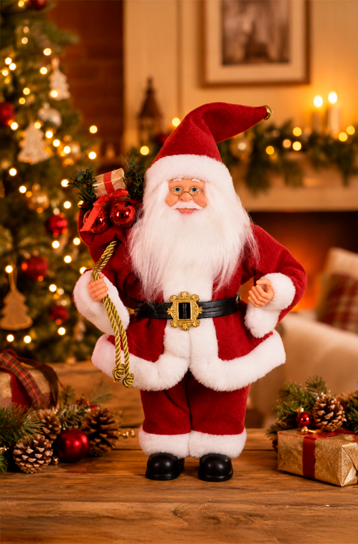 Papai Noel Decorativo com Saco de Presente 30cm