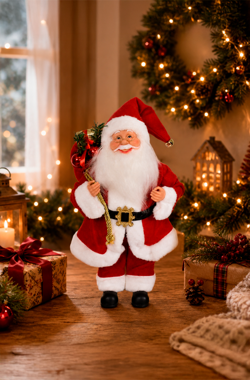 Papai Noel Decorativo com Saco de Presente 40cm