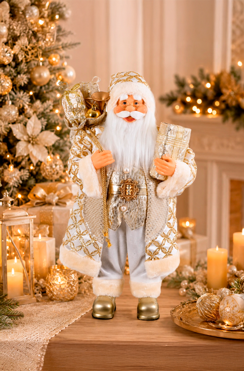 Papai Noel Decorativo em Pé Champanhe 60cm