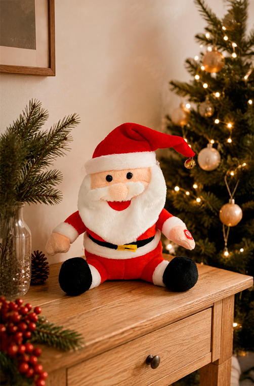Papai Noel Decorativo Sentado com Som e Movimento 29cm