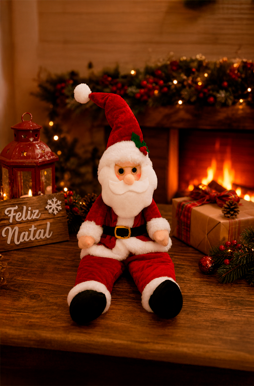 Papai Noel Decorativo Sentado Vermelho 40cm